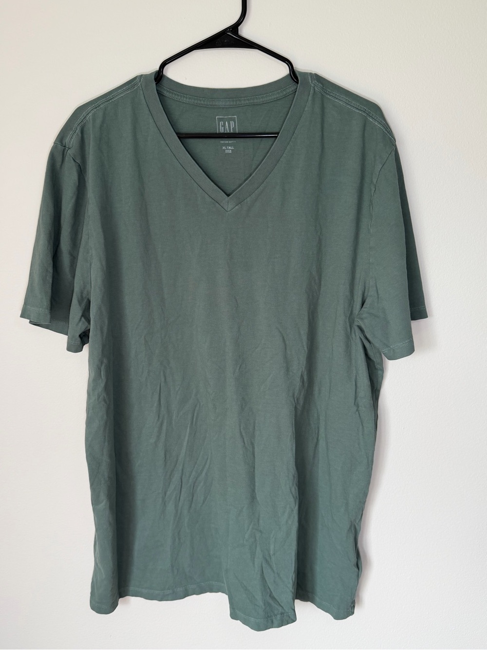 GAP Men's V-Neck Tee in Olive Green